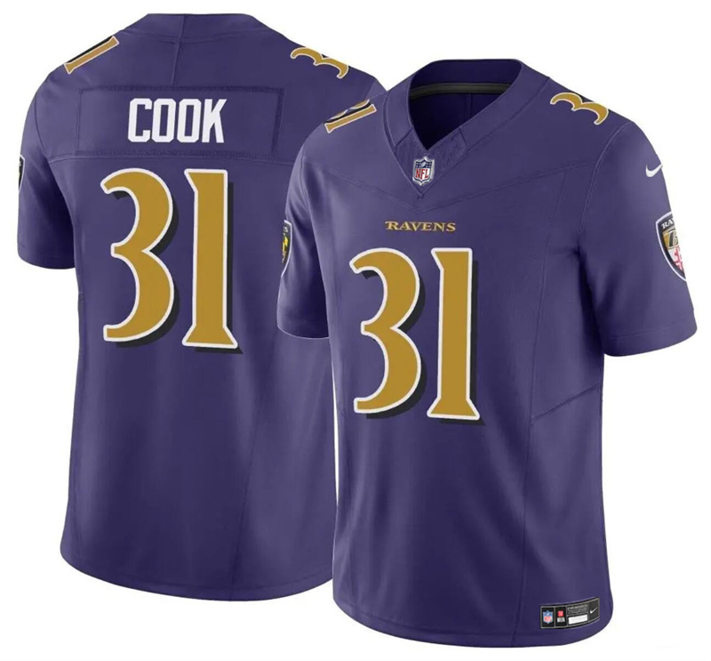 Men's Baltimore Ravens #31 Dalvin Cook Purple 2024 F.U.S.E. Color Rush Vapor Limited Football Jersey Men's Baltimore Ravens #31 Dalvin Cook Purple 2024 F.U.S.E. Color Rush Vapor Limited Football Jersey