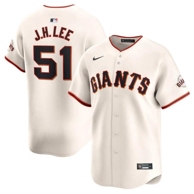 Men's San Francisco Giants #51 Jung Hoo Lee Cream 2024 Home Limited Stitched Baseball Jersey Men's San Francisco Giants #51 Jung Hoo Lee Cream 2024 Home Limited Stitched Baseball Jersey