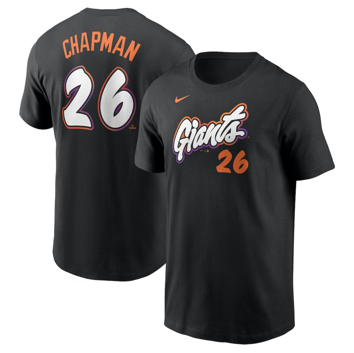 Men's San Francisco Giants #26 Matt Chapman Anthracite 2025 City Connect Fuse Name & Number T-Shirt Men's San Francisco Giants #26 Matt Chapman Anthracite 2025 City Connect Fuse Name & Number T-Shirt
