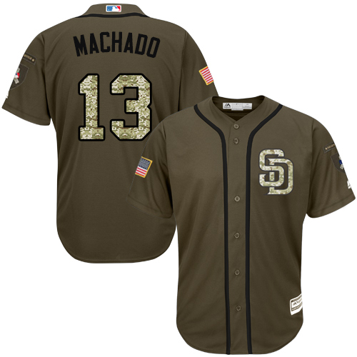 Padres #13 Manny Machado Green Salute to Service Stitched MLB Jersey Padres #13 Manny Machado Green Salute to Service Stitched MLB Jersey