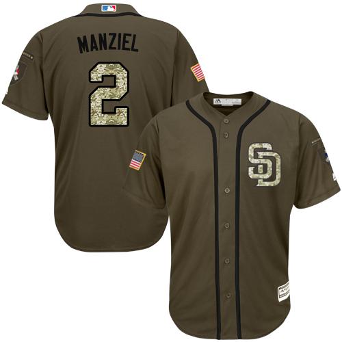 Padres #2 Johnny Manziel Green Salute to Service Stitched MLB Jersey Padres #2 Johnny Manziel Green Salute to Service Stitched MLB Jersey