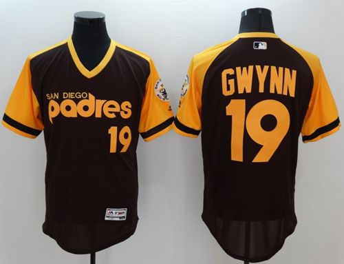 Padres #19 Tony Gwynn Brown/Gold Flexbase Authentic Collection Cooperstown Stitched MLB Jersey Padres #19 Tony Gwynn Brown/Gold Flexbase Authentic Collection Cooperstown Stitched MLB Jersey