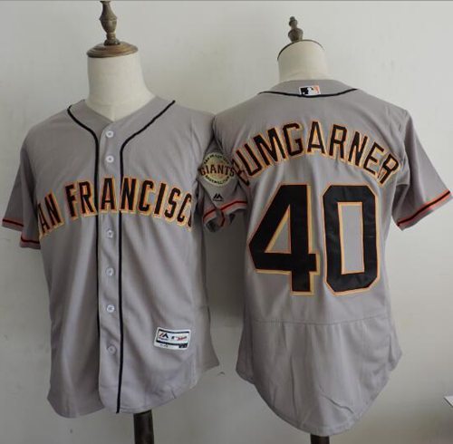 Giants #40 Madison Bumgarner Grey Flexbase Authentic Collection Road Stitched MLB Jersey Giants #40 Madison Bumgarner Grey Flexbase Authentic Collection Road Stitched MLB Jersey