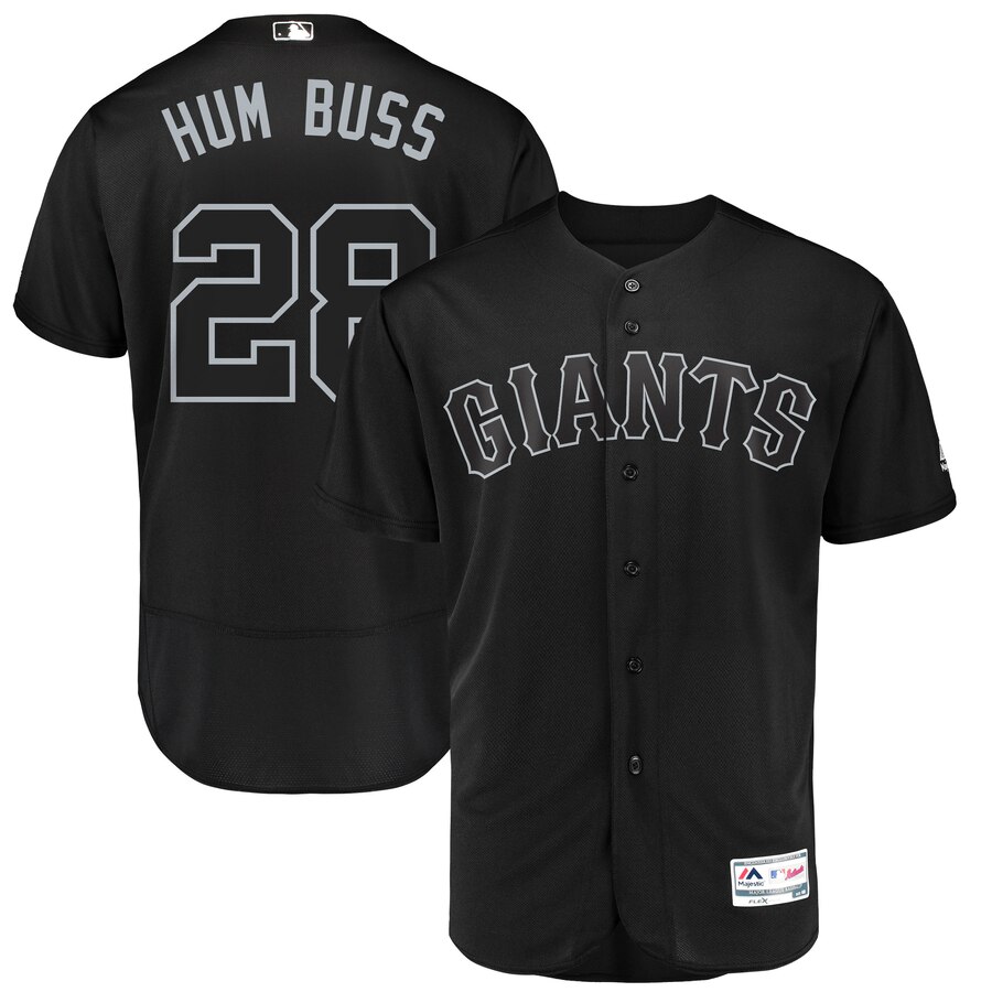 San Francisco Giants #28 Buster Posey Hum Buss Majestic 2019 Players' Weekend Flex Base Authentic Player Jersey Black San Francisco Giants #28 Buster Posey Hum Buss Majestic 2019 Players' Weekend Flex Base Authentic Player Jersey Black