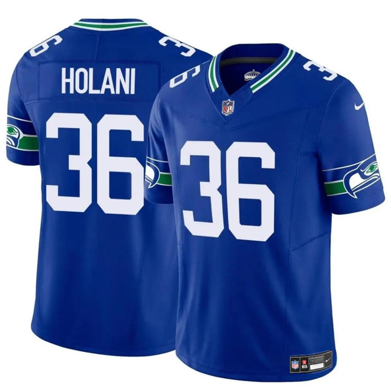 Men's Seattle Seahawks #36 George Holani Royal 2024 F.U.S.E Throwback Vapor Limited Stitched Football Jersey Men's Seattle Seahawks #36 George Holani Royal 2024 F.U.S.E Throwback Vapor Limited Stitched Football Jersey