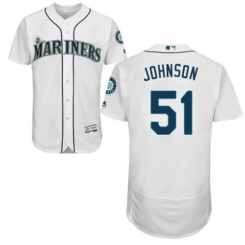 Mariners #51 Randy Johnson White Flexbase Authentic Collection Stitched MLB Jersey Mariners #51 Randy Johnson White Flexbase Authentic Collection Stitched MLB Jersey