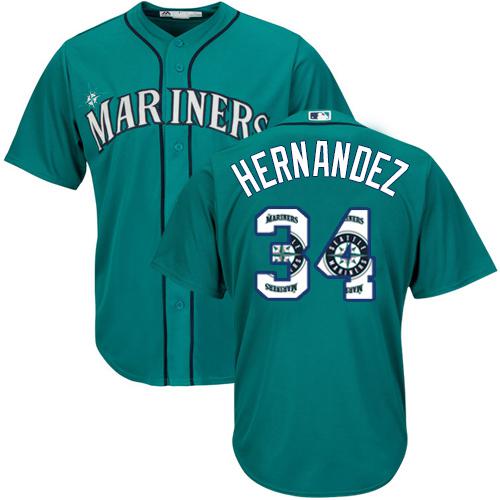 Mariners #34 Felix Hernandez Green Team Logo Fashion Stitched MLB Jersey Mariners #34 Felix Hernandez Green Team Logo Fashion Stitched MLB Jersey