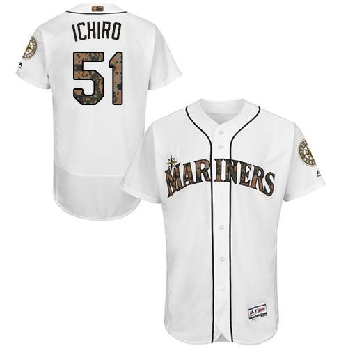 Mariners #51 Ichiro Suzuki White Flexbase Authentic Collection Memorial Day Stitched MLB Jersey Mariners #51 Ichiro Suzuki White Flexbase Authentic Collection Memorial Day Stitched MLB Jersey