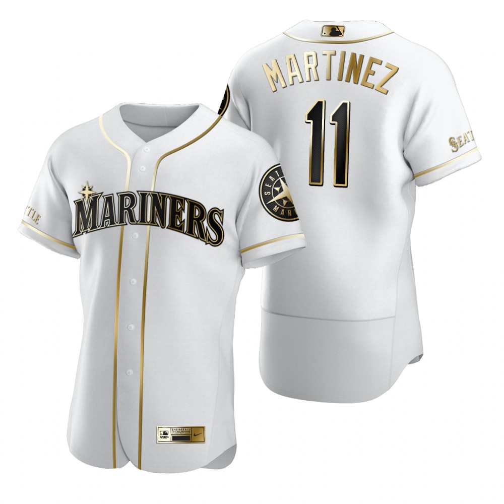Seattle Mariners #11 Edgar Martinez White Nike Men's Authentic Golden Edition MLB Jersey Seattle Mariners #11 Edgar Martinez White Nike Men's Authentic Golden Edition MLB Jersey
