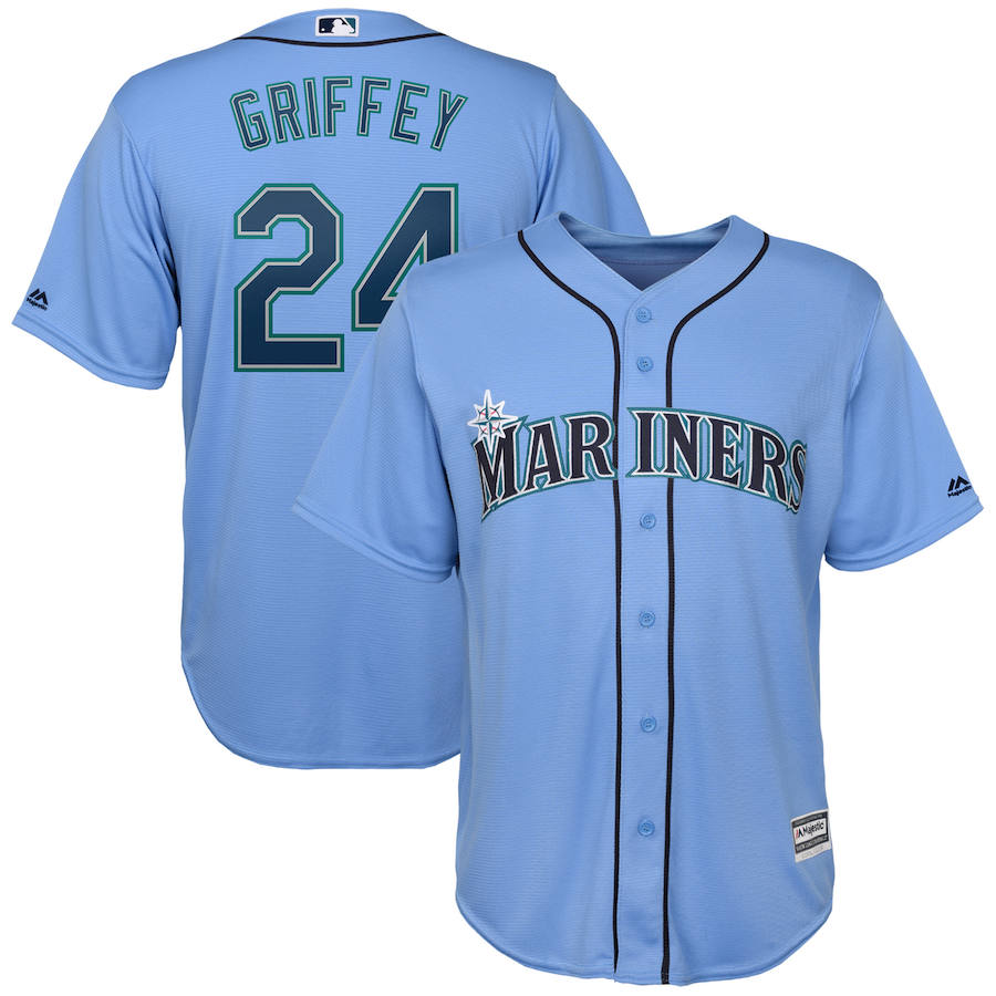 Seattle Mariners #24 Ken Griffey Jr. Majestic Official Cool Base Player Jersey Blue Seattle Mariners #24 Ken Griffey Jr. Majestic Official Cool Base Player Jersey Blue