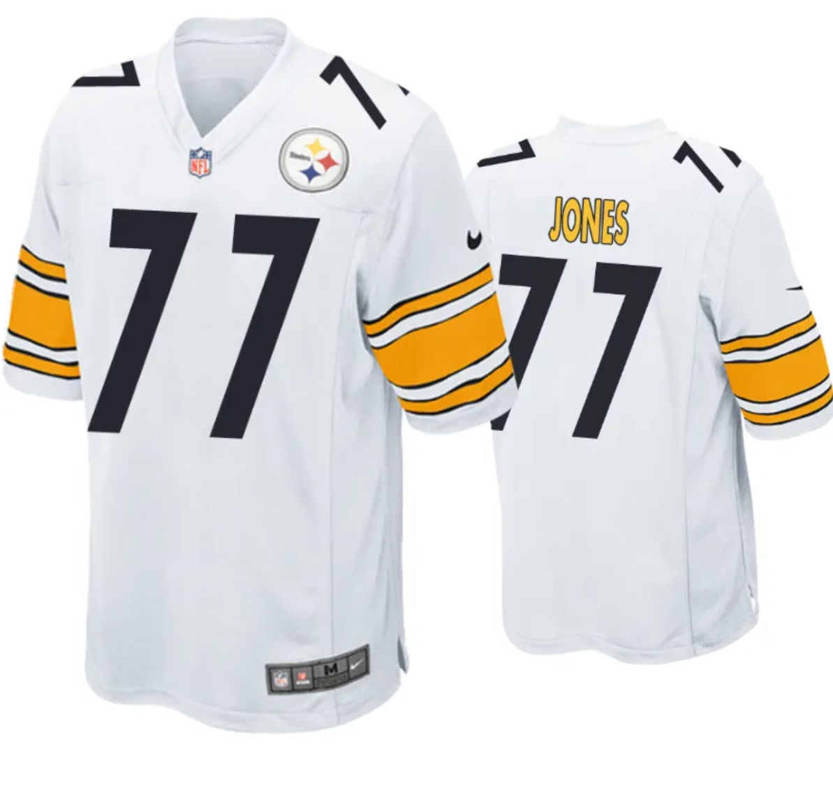 Men's Pittsburgh Steelers #77 Broderick Jones White Stitched Game Jersey Men's Pittsburgh Steelers #77 Broderick Jones White Stitched Game Jersey