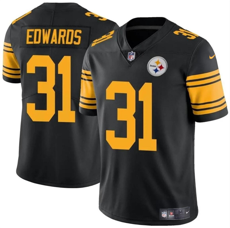 Men's Pittsburgh Steelers #31 Daijun Edwards Black Color Rush Limited Stitched Jersey Men's Pittsburgh Steelers #31 Daijun Edwards Black Color Rush Limited Stitched Jersey