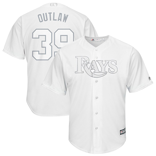 Rays #39 Kevin Kiermaier White "Outlaw" Players Weekend Cool Base Stitched MLB Jersey
