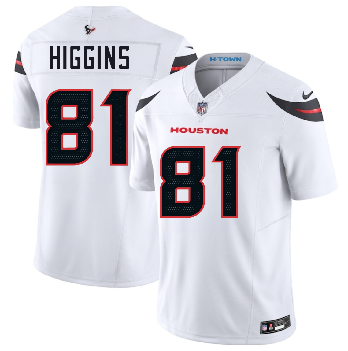 Men's Houston Texans #81 Jayden Higgins White 2025 Draft Vapor F.U.S.E. Limited Stitched jersey Men's Houston Texans #81 Jayden Higgins White 2025 Draft Vapor F.U.S.E. Limited Stitched jersey
