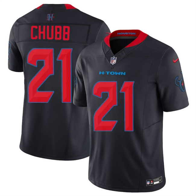 Men's Houston Texans #21 Nick Chubb Navy 2nd Alternate 2025 F.U.S.E. Vapor Limited Stitched Football Jersey Men's Houston Texans #21 Nick Chubb Navy 2nd Alternate 2025 F.U.S.E. Vapor Limited Stitched Football Jersey