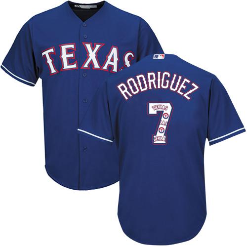 Rangers #7 Ivan Rodriguez Blue Team Logo Fashion Stitched MLB Jersey Rangers #7 Ivan Rodriguez Blue Team Logo Fashion Stitched MLB Jersey