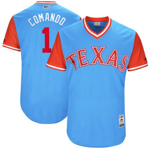 Rangers #1 Elvis Andrus Light Blue "Comando" Players Weekend Authentic Stitched MLB Jersey Rangers #1 Elvis Andrus Light Blue "Comando" Players Weekend Authentic Stitched MLB Jersey
