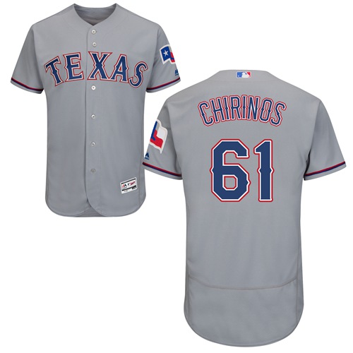 Rangers #61 Robinson Chirinos Grey Flexbase Authentic Collection Stitched MLB Jersey Rangers #61 Robinson Chirinos Grey Flexbase Authentic Collection Stitched MLB Jersey