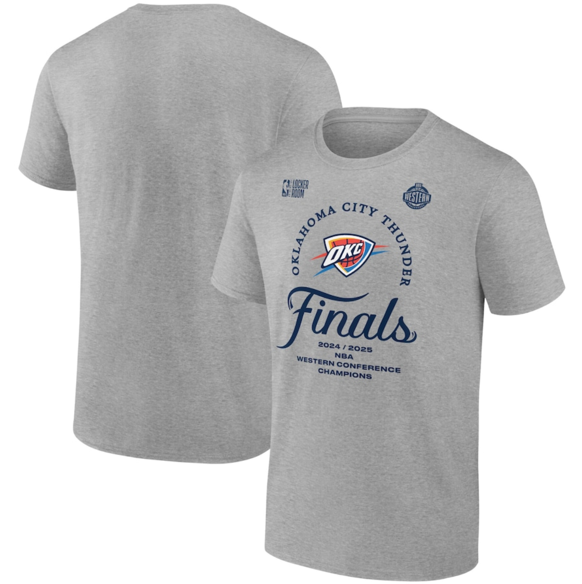 Men's Oklahoma City Thunder Heather Gray 2025 Western Conference Champions Locker Room Big & Tall Backcourt Violation T-Shirt