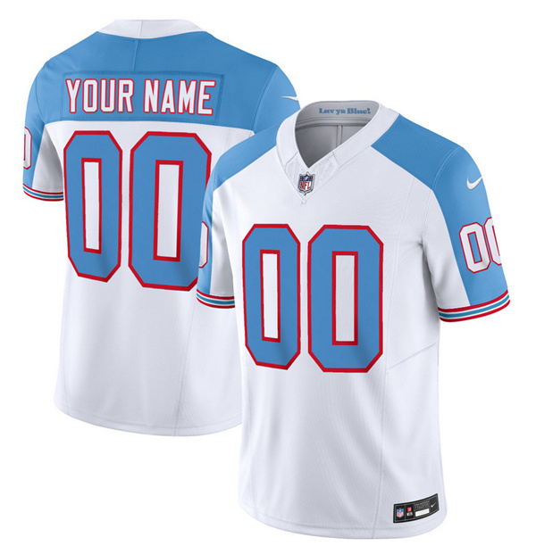 Men's Tennessee Titans Active Player Custom White/Blue 2023 F.U.S.E. Vapor Limited Throwback Stitched Football Jersey Men's Tennessee Titans Active Player Custom White/Blue 2023 F.U.S.E. Vapor Limited Throwback Stitched Football Jersey