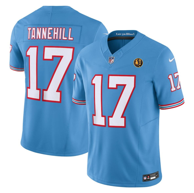 Men's Tennessee Titans #17 Ryan Tannehill Blue 2023 F.U.S.E. Throwback With John Madden Patch Vapor Limited Stitched Football Jersey Men's Tennessee Titans #17 Ryan Tannehill Blue 2023 F.U.S.E. Throwback With John Madden Patch Vapor Limited Stitched Football Jersey