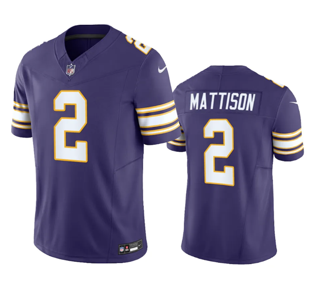 Men's Minnesota Vikings #2 Alexander Mattison Purple 2023 F.U.S.E. Vapor Untouchable Limited Stitched Jersey Men's Minnesota Vikings #2 Alexander Mattison Purple 2023 F.U.S.E. Vapor Untouchable Limited Stitched Jersey