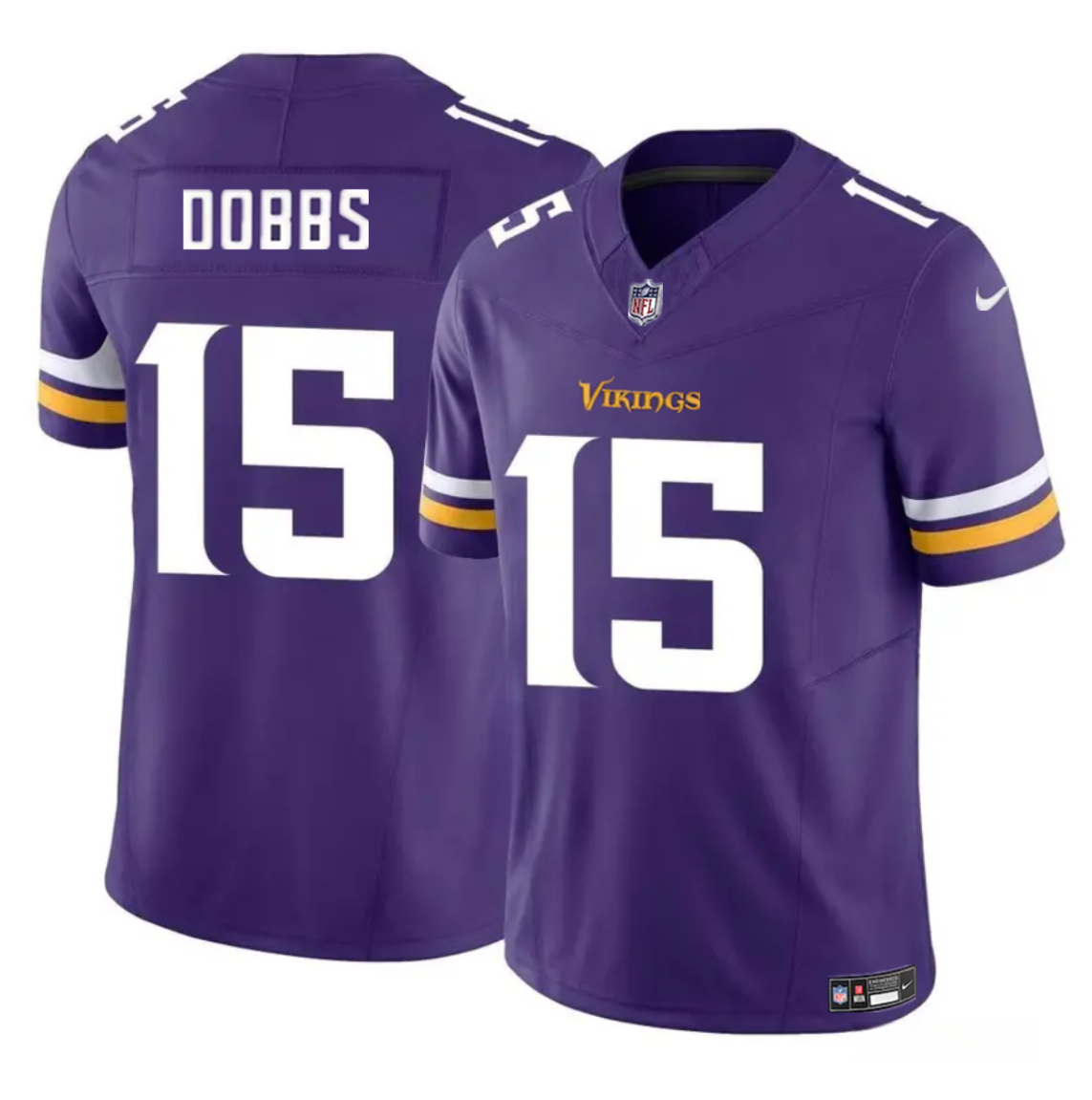 Men's Minnesota Vikings #15 Josh Dobbs Purple 2023 F.U.S.E. Vapor Untouchable Limited Stitched Jersey Men's Minnesota Vikings #15 Josh Dobbs Purple 2023 F.U.S.E. Vapor Untouchable Limited Stitched Jersey