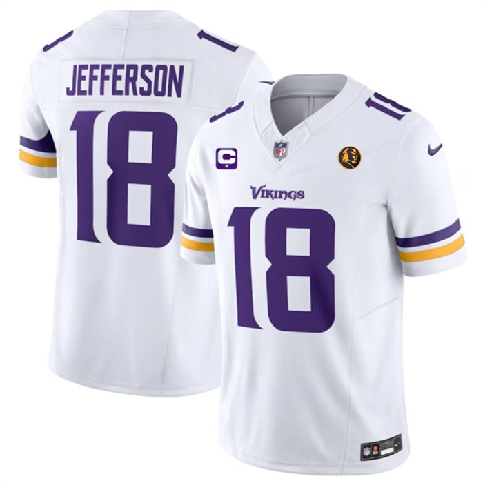 Men's Minnesota Vikings #18 Justin Jefferson White 2023 F.U.S.E. With 1-star C Patch And John Madden Patch Vapor Limited Stitched Football Jersey Men's Minnesota Vikings #18 Justin Jefferson White 2023 F.U.S.E. With 1-star C Patch And John Madden Patch Vapor Limited Stitched Football Jersey