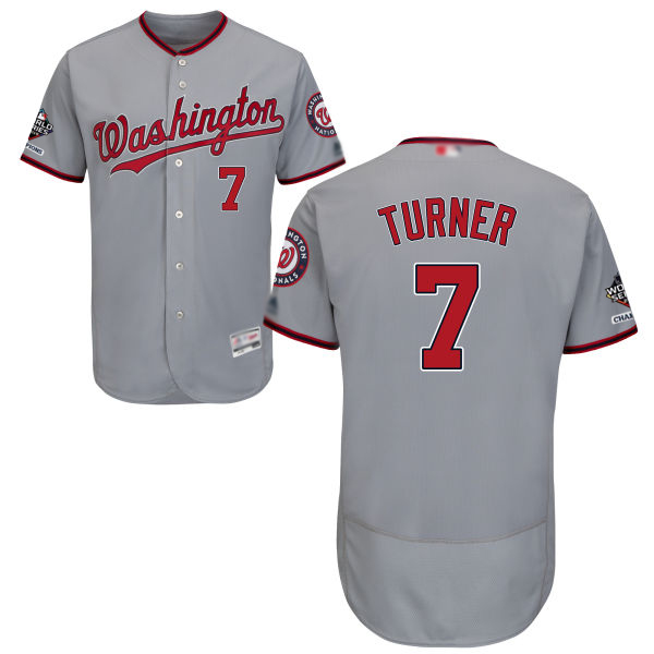 Nationals #7 Trea Turner Grey Flexbase Authentic Collection 2019 World Series Champions Stitched MLB Jersey Nationals #7 Trea Turner Grey Flexbase Authentic Collection 2019 World Series Champions Stitched MLB Jersey