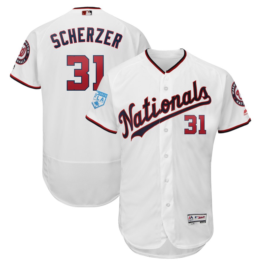 Nationals #31 Max Scherzer White 2019 Spring Training Flex Base Stitched MLB Jersey Nationals #31 Max Scherzer White 2019 Spring Training Flex Base Stitched MLB Jersey