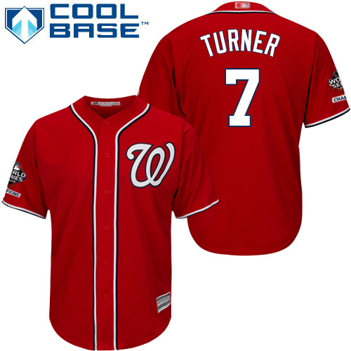Nationals #7 Trea Turner Red New Cool Base 2019 World Series Champions Stitched MLB Jersey Nationals #7 Trea Turner Red New Cool Base 2019 World Series Champions Stitched MLB Jersey