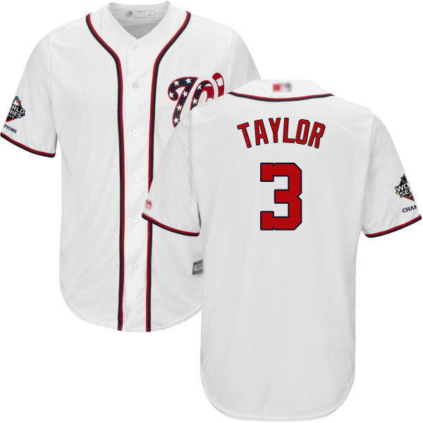 Nationals #3 Michael Taylor White New Cool Base 2019 World Series Champions Stitched MLB Jersey Nationals #3 Michael Taylor White New Cool Base 2019 World Series Champions Stitched MLB Jersey