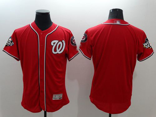 Nationals Blank Red Flexbase Authentic Collection 2019 World Series Champions Stitched MLB Jersey