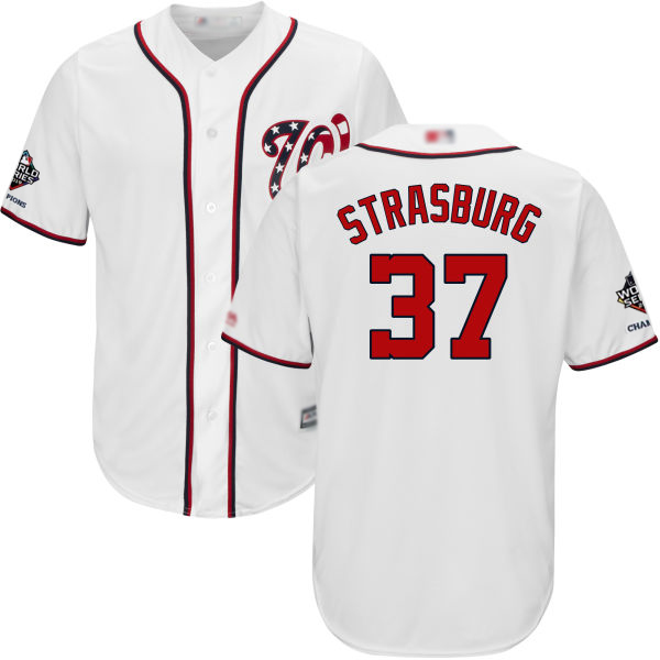 Nationals #37 Stephen Strasburg White New Cool Base 2019 World Series Champions Stitched MLB Jersey Nationals #37 Stephen Strasburg White New Cool Base 2019 World Series Champions Stitched MLB Jersey