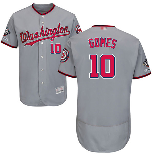 Nationals #10 Yan Gomes Grey Flexbase Authentic Collection 2019 World Series Champions Stitched MLB Jersey Nationals #10 Yan Gomes Grey Flexbase Authentic Collection 2019 World Series Champions Stitched MLB Jersey