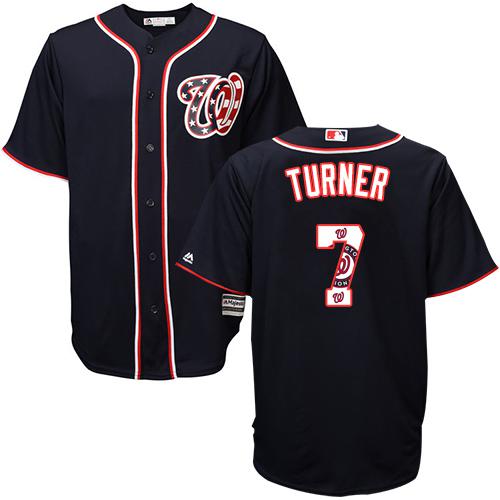 Nationals #7 Trea Turner Navy Blue Team Logo Fashion Stitched MLB Jersey Nationals #7 Trea Turner Navy Blue Team Logo Fashion Stitched MLB Jersey