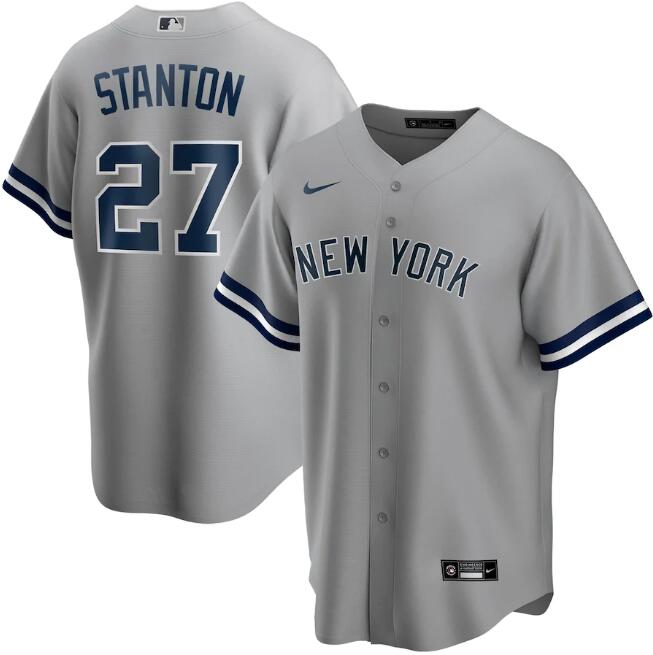 Men's New York Yankees #27 Giancarlo Stanton Grey Cool Base Stitched Jersey Men's New York Yankees #27 Giancarlo Stanton Grey Cool Base Stitched Jersey