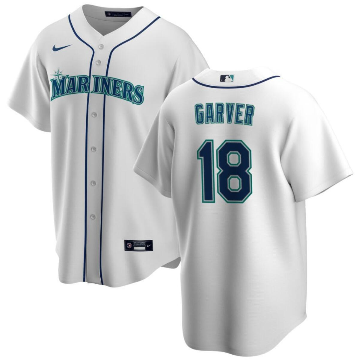 Men's Seattle Mariners #18 Mitch Garver White Cool Base Stitched jersey Men's Seattle Mariners #18 Mitch Garver White Cool Base Stitched jersey