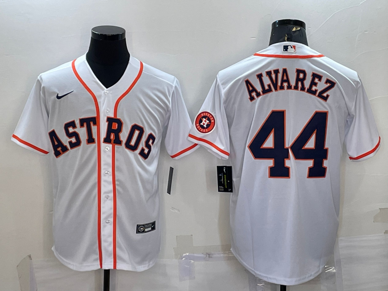 Men's Houston Astros #44 Yordan Alvarez White With Patch Cool Base Stitched Jersey Men's Houston Astros #44 Yordan Alvarez White With Patch Cool Base Stitched Jersey