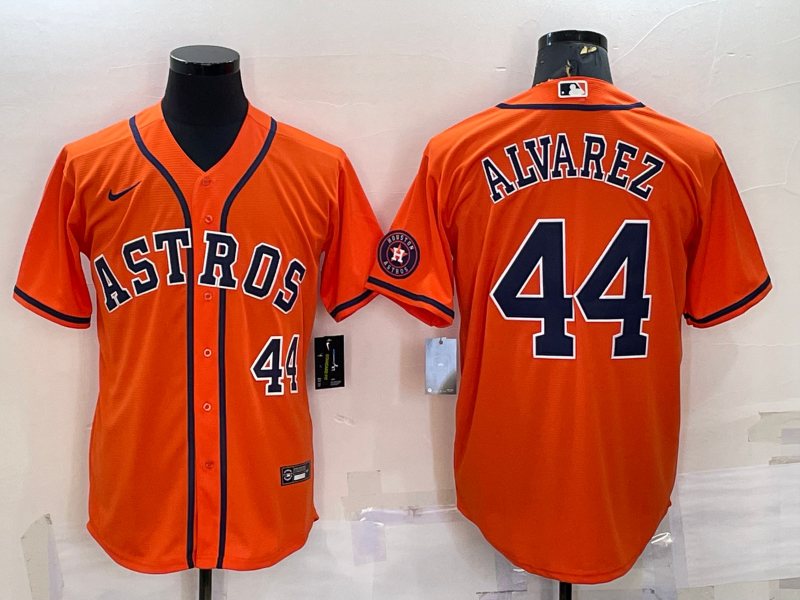 Men's Houston Astros #44 Yordan Alvarez Orange With Patch Cool Base Stitched Jersey Men's Houston Astros #44 Yordan Alvarez Orange With Patch Cool Base Stitched Jersey