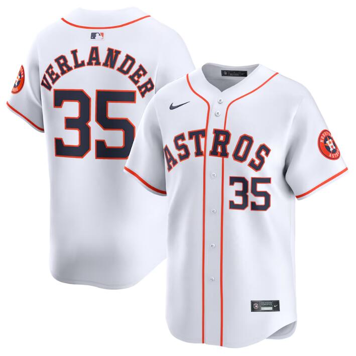 Men's Houston Astros #35 Justin Verlander White 2024 Home Limited Stitched Baseball Jersey Men's Houston Astros #35 Justin Verlander White 2024 Home Limited Stitched Baseball Jersey