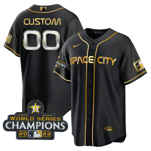 Men's Houston Astros Active Player Custom Black Gold 2022 World Series Stitched Baseball Jersey Men's Houston Astros Active Player Custom Black Gold 2022 World Series Stitched Baseball Jersey