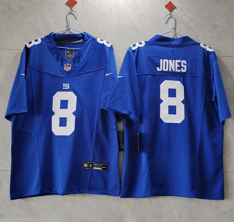 Men's New York Giants #8 Daniel Jones Blue 2023 F.U.S.E. Vapor Untouchable Limited Stitched Jersey Men's New York Giants #8 Daniel Jones Blue 2023 F.U.S.E. Vapor Untouchable Limited Stitched Jersey