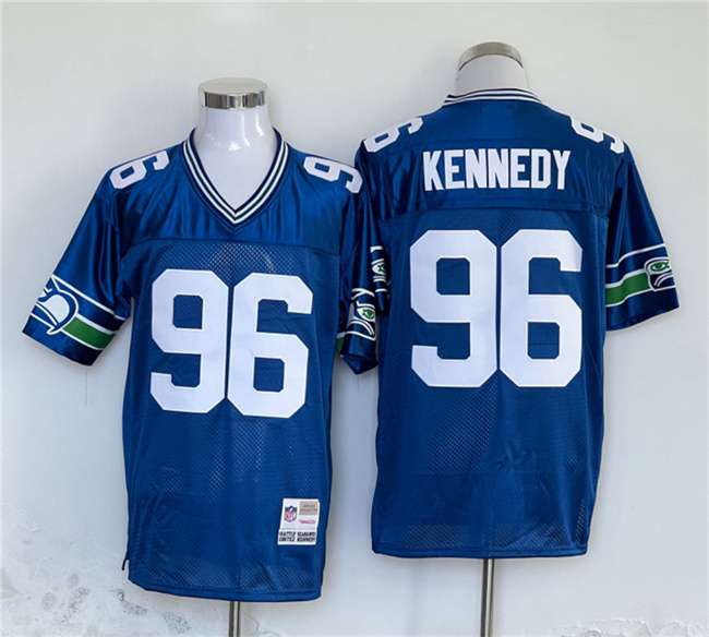 Men's Seattle Seahawks #96 Cortez Kennedy Blue Throwback Stitched Football Jersey Men's Seattle Seahawks #96 Cortez Kennedy Blue Throwback Stitched Football Jersey
