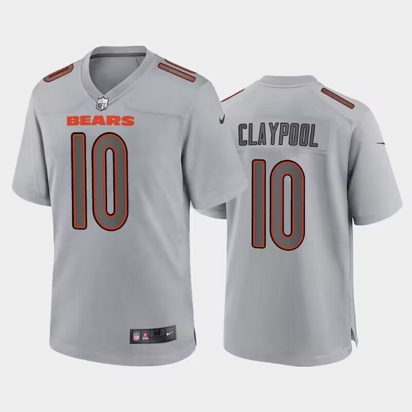 Men's Chicago Bears #10 Chase Claypool Grey Atmosphere Fashion Stitched Game Jersey Men's Chicago Bears #10 Chase Claypool Grey Atmosphere Fashion Stitched Game Jersey