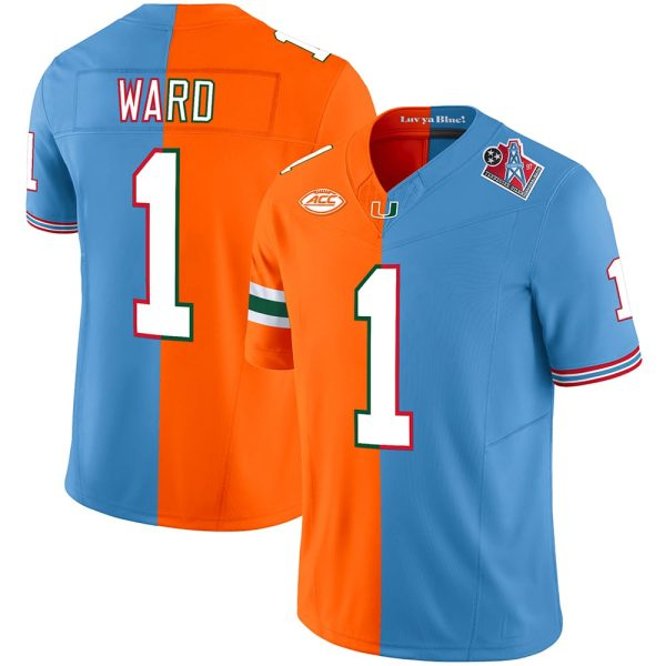 Men's Blue/Orange Tennessee Titans #1 Cameron Ward Split 2025 Draft F.U.S.E. Stitched Football Jersey
