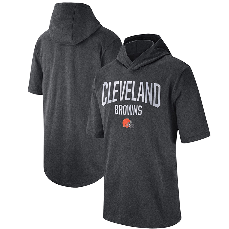 Men's Cleveland Browns Heathered Charcoal Sideline Training Hooded Performance T-Shirt Men's Cleveland Browns Heathered Charcoal Sideline Training Hooded Performance T-Shirt