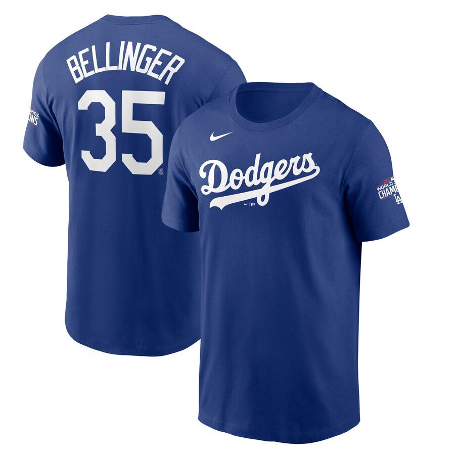 Men's Los Angeles Dodgers #35 Cody Bellinger Blue 2020 World Series Champions T-Shirt Men's Los Angeles Dodgers #35 Cody Bellinger Blue 2020 World Series Champions T-Shirt