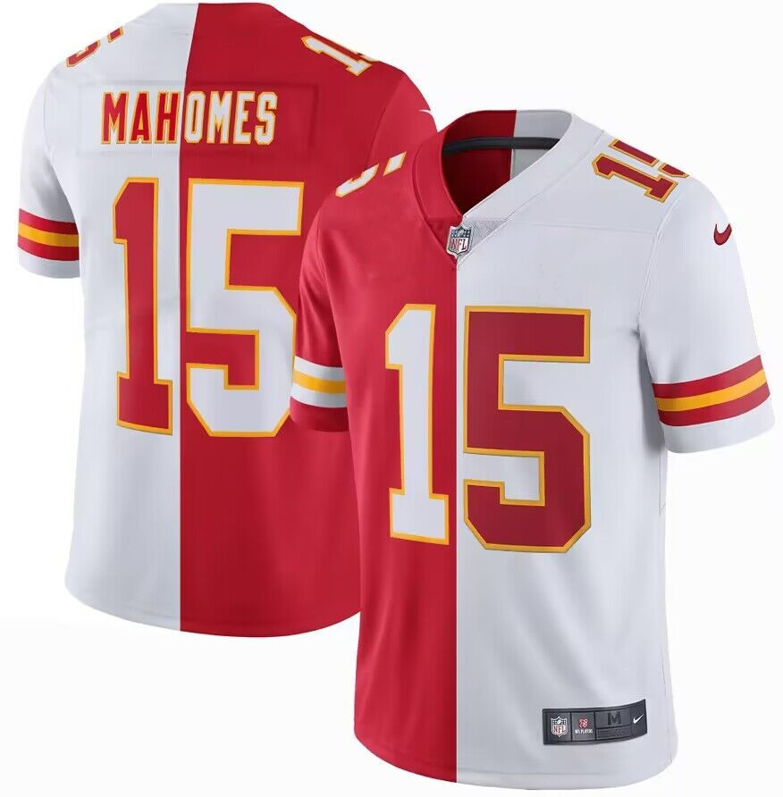 Men's Kansas City Chiefs Active Player Custom Red & White Split Limited Stitched Jersey Men's Kansas City Chiefs Active Player Custom Red & White Split Limited Stitched Jersey