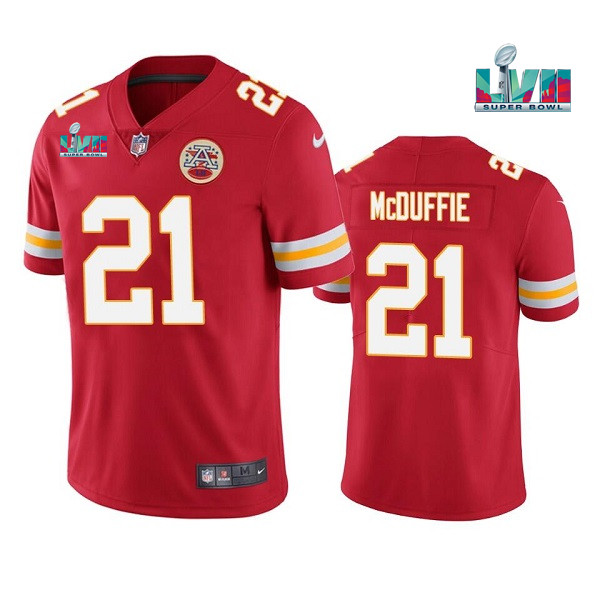 Men’s Kansas City Chiefs #21 Trent McDuffie Red Super Bowl LVII Patch Vapor Untouchable Limited Stitched Jersey Men’s Kansas City Chiefs #21 Trent McDuffie Red Super Bowl LVII Patch Vapor Untouchable Limited Stitched Jersey